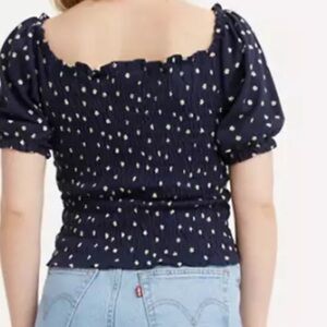 Levi's Navy Blue Puff Sleeve Blouse
